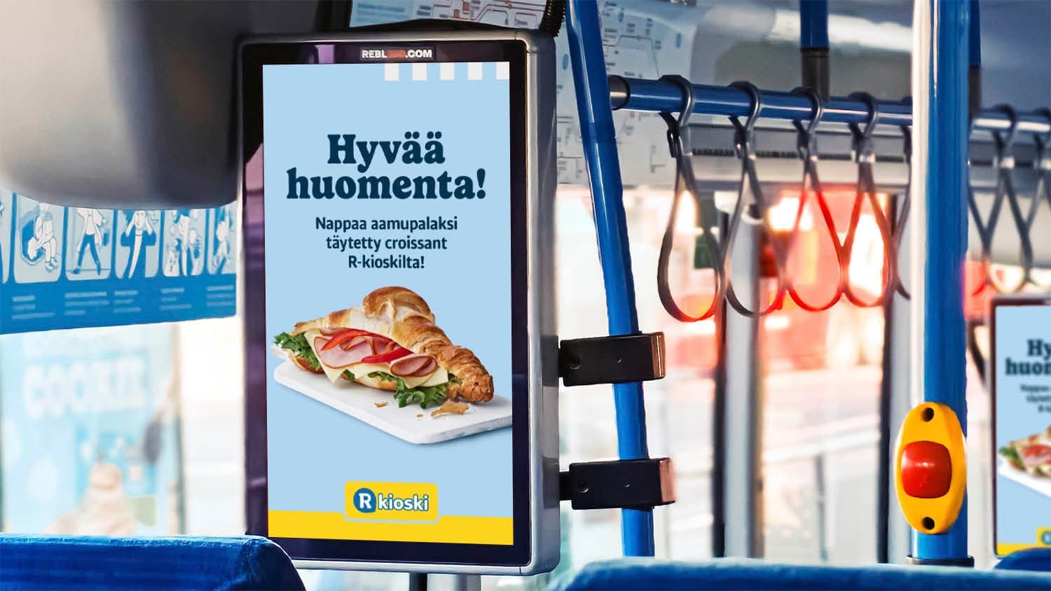 R-kioski kontekstuaalinen kampanja diginäytöllä